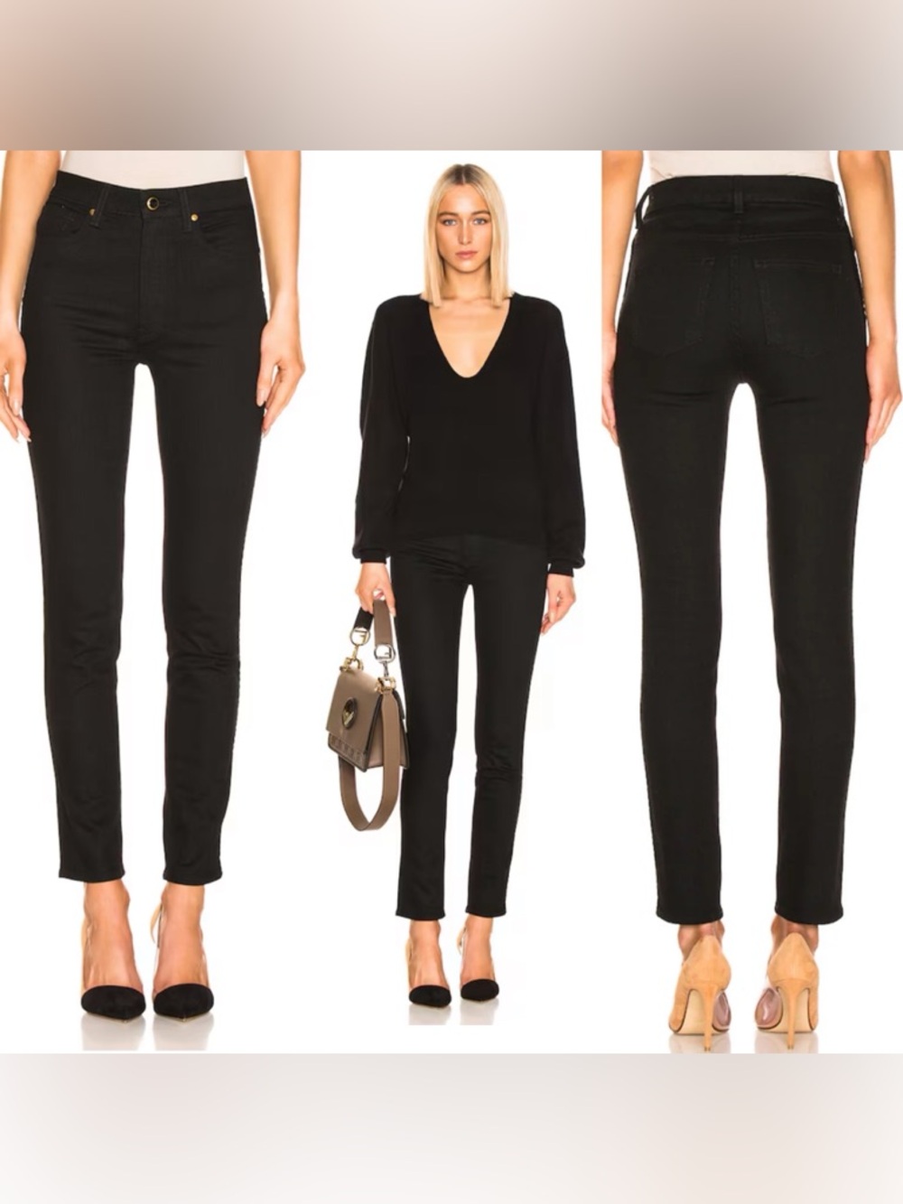 NWT Khaite Vanessa High Rise Straight Jean Black Denim Size 28 $340
